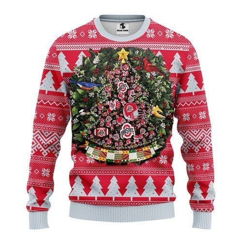 Ohio State Buckeyes Christmas Tree For Unisex Ugly Christmas Sweater Adult 3D Funny Matching for family