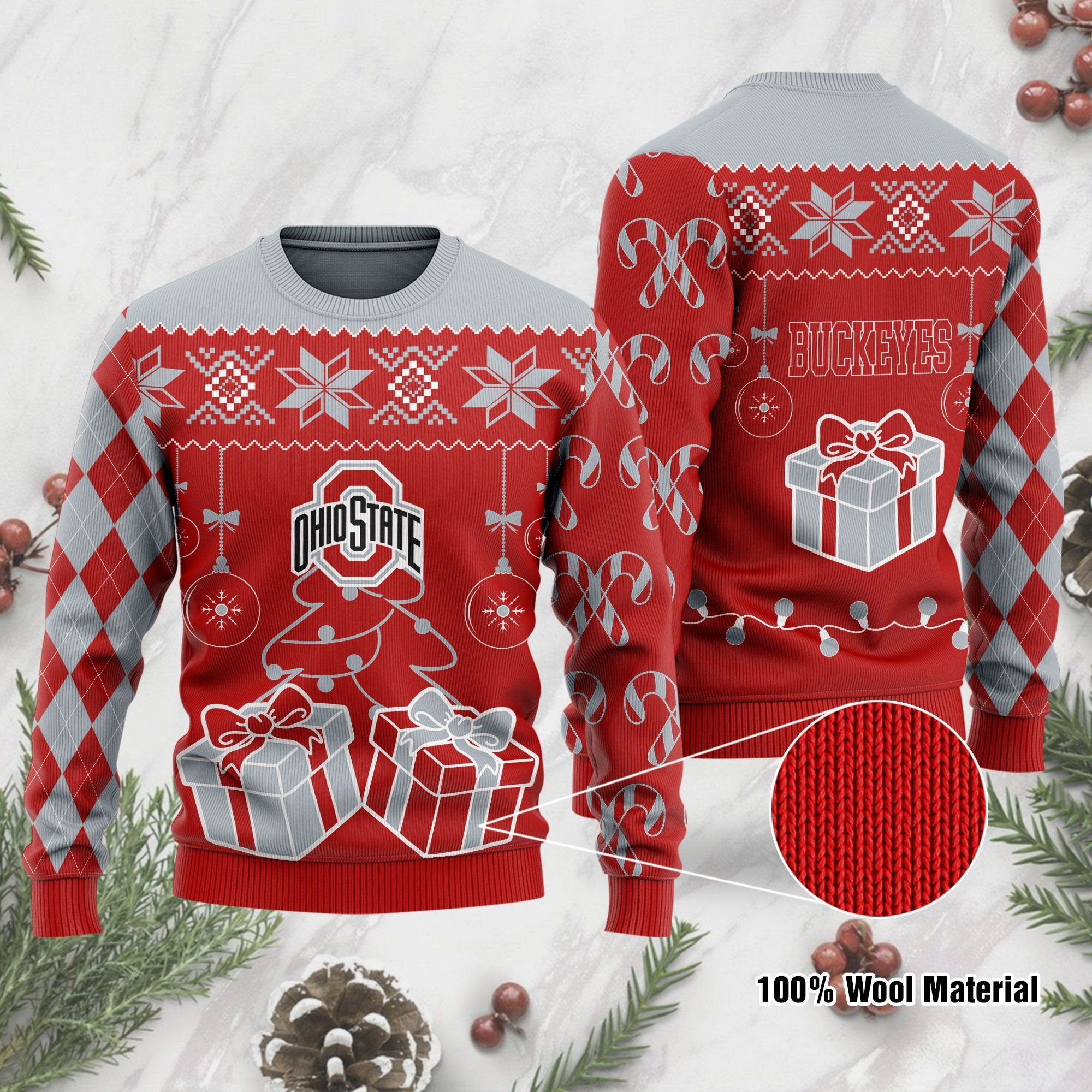 Ohio State Buckeyes Funny Ugly Christmas Sweater Adult 3D Funny Matching for family