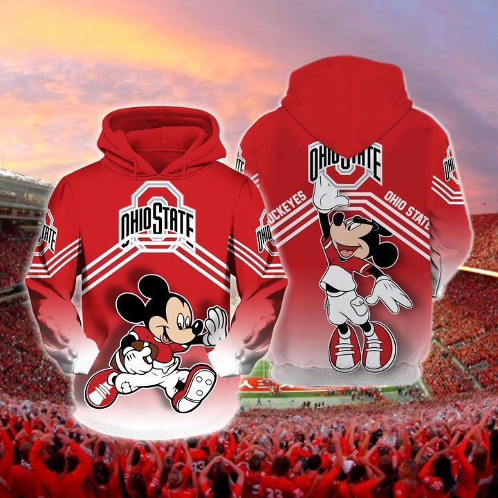 Ohio State Buckeyes Mickey 3D All Over Print Hoodie, Zip Hoodie