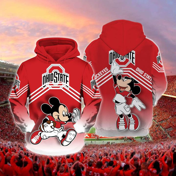 Ohio State Buckeyes Mickey 3D All Over Print Hoodie, Zip Hoodie