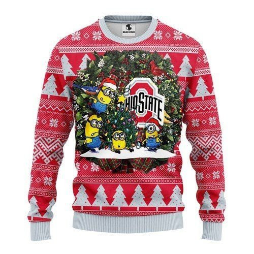 Ohio State Buckeyes Minion For Unisex Ugly Christmas Sweater Adult 3D Funny Matching for family