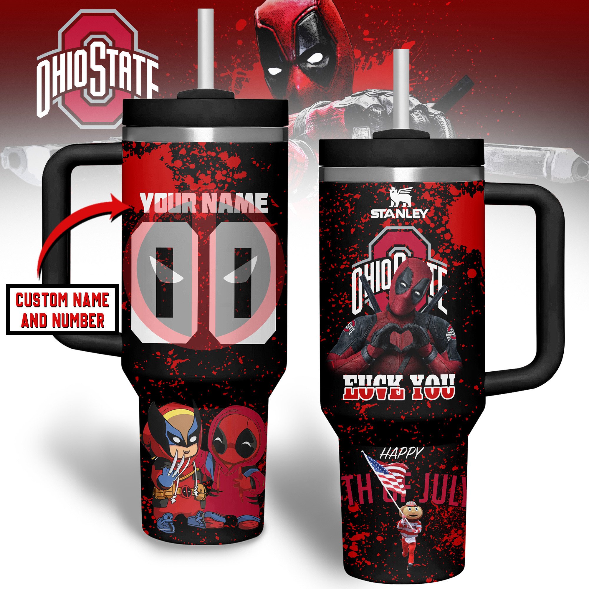 Ohio State Buckeyes NCAA Custom Stanley Cup 40 oz 30 oz Tumbler With HandleTVC2301190