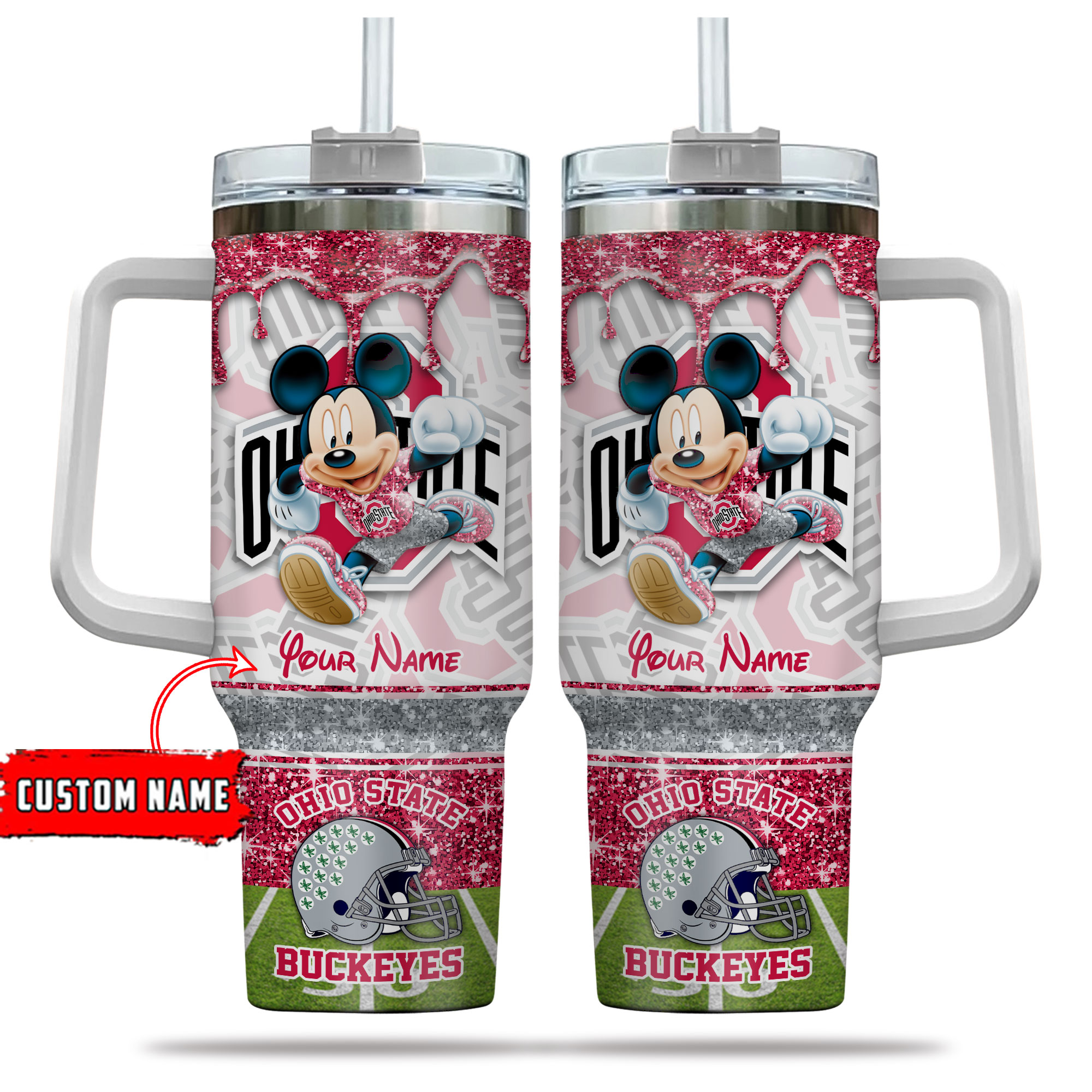 Ohio State Buckeyes NCAA Mickey Mouse Glitter Custom Stanley Cup 40 oz 30 oz Tumbler With HandleTVC230124 - Image 5