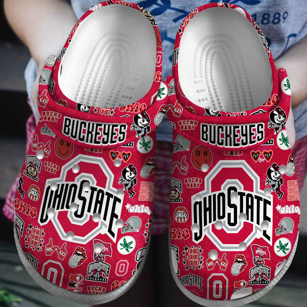 Ohio State Buckeyes NCAA Sport Crocs Crocband Clogs Shoes Comfortable For Men Women and Kids