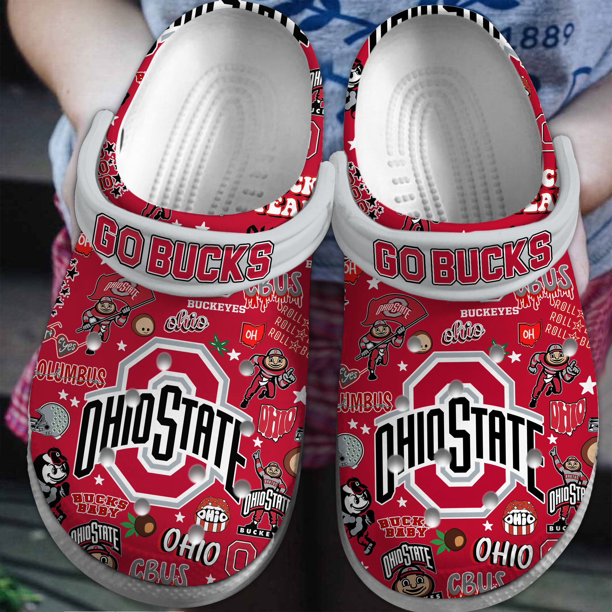 Ohio State Buckeyes NCAA Sport Crocs Crocband Clogs Shoes Comfortable For Men Women and Kids