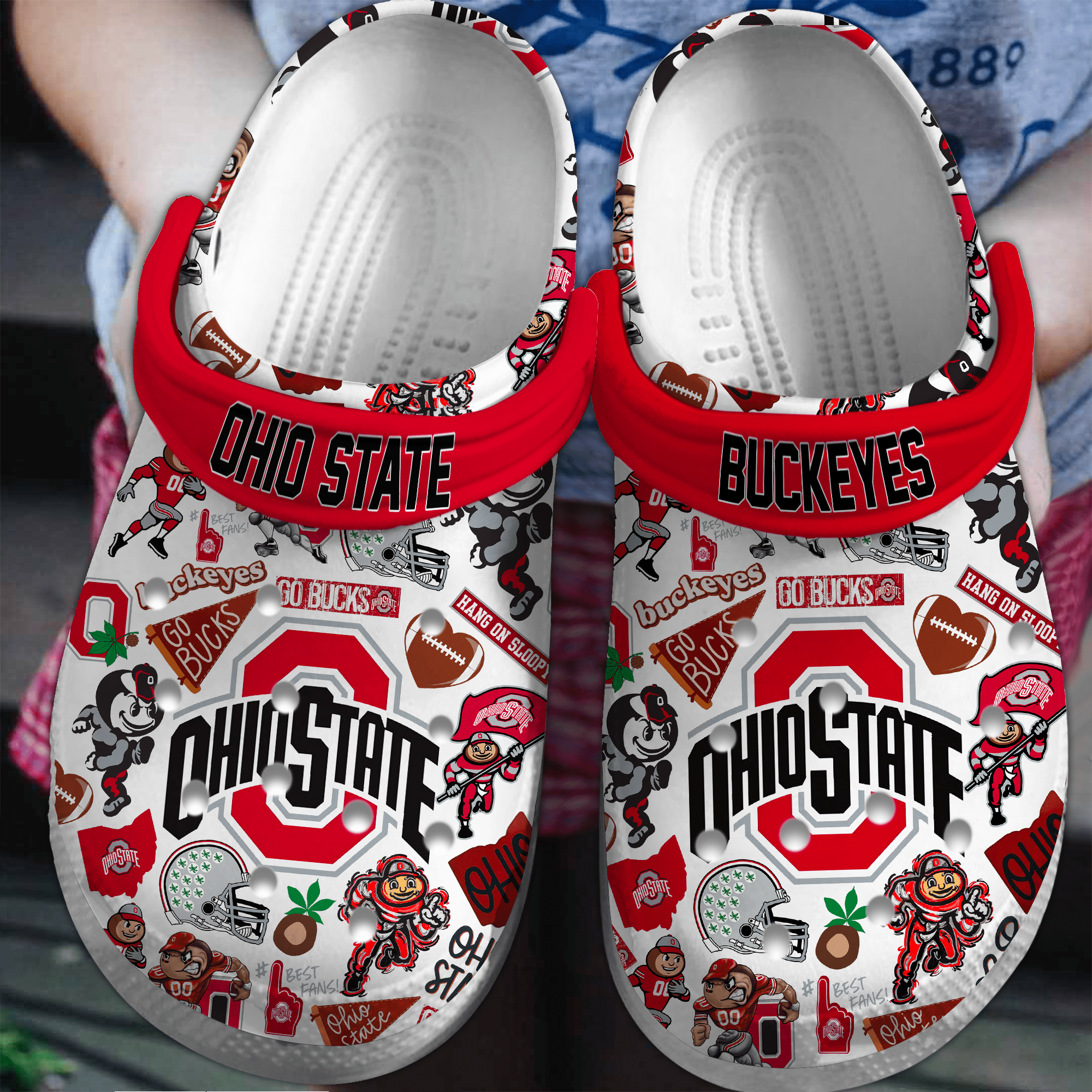 Ohio State Buckeyes NCAA Sport Crocs Crocband Clogs Shoes Comfortable For Men Women and Kids