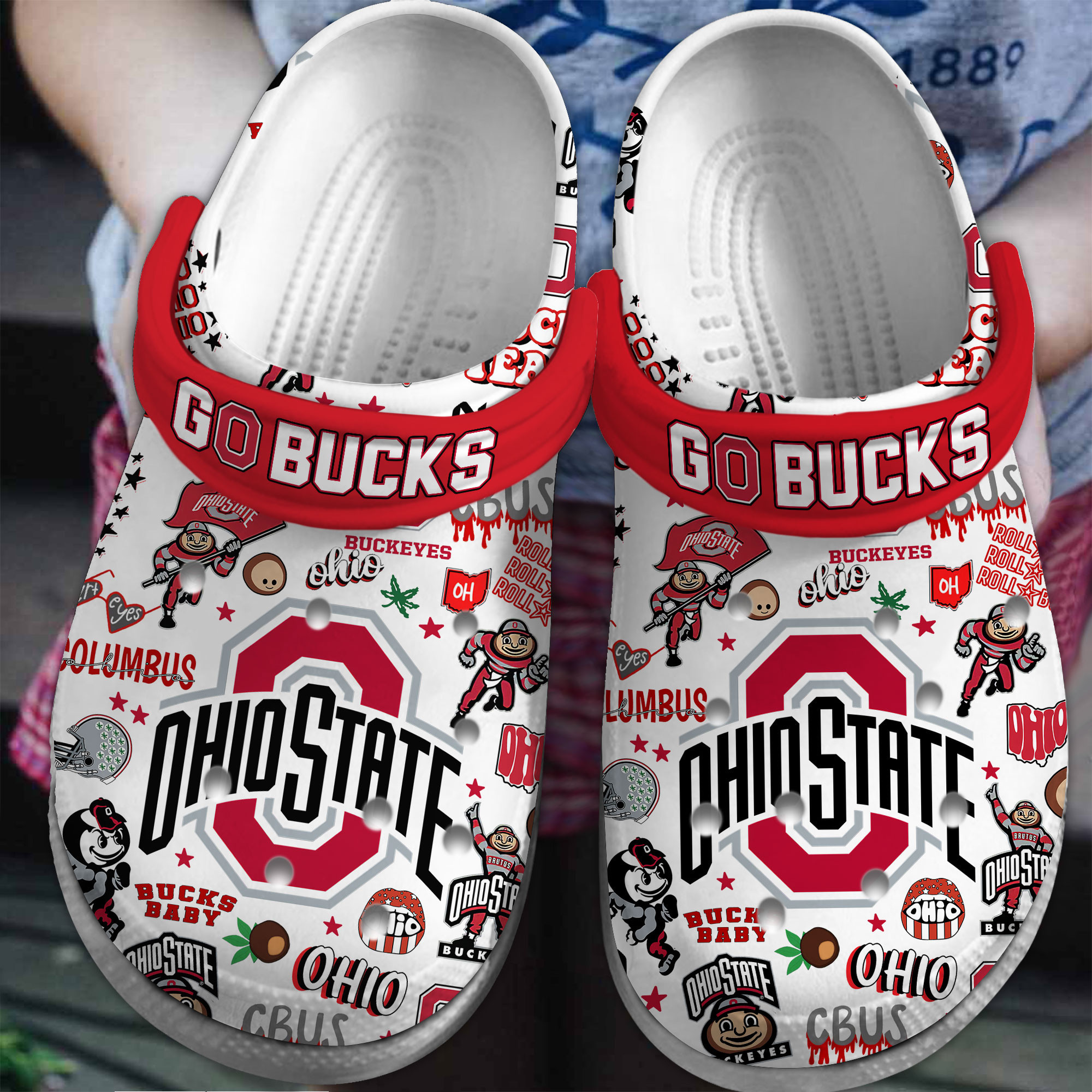 Ohio State Buckeyes NCAA Sport Crocs Crocband Clogs Shoes Comfortable For Men Women and Kids