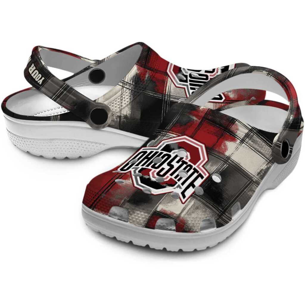 Ohio State Buckeyes Plaid Fusion ClogTVC1801941 - Image 3