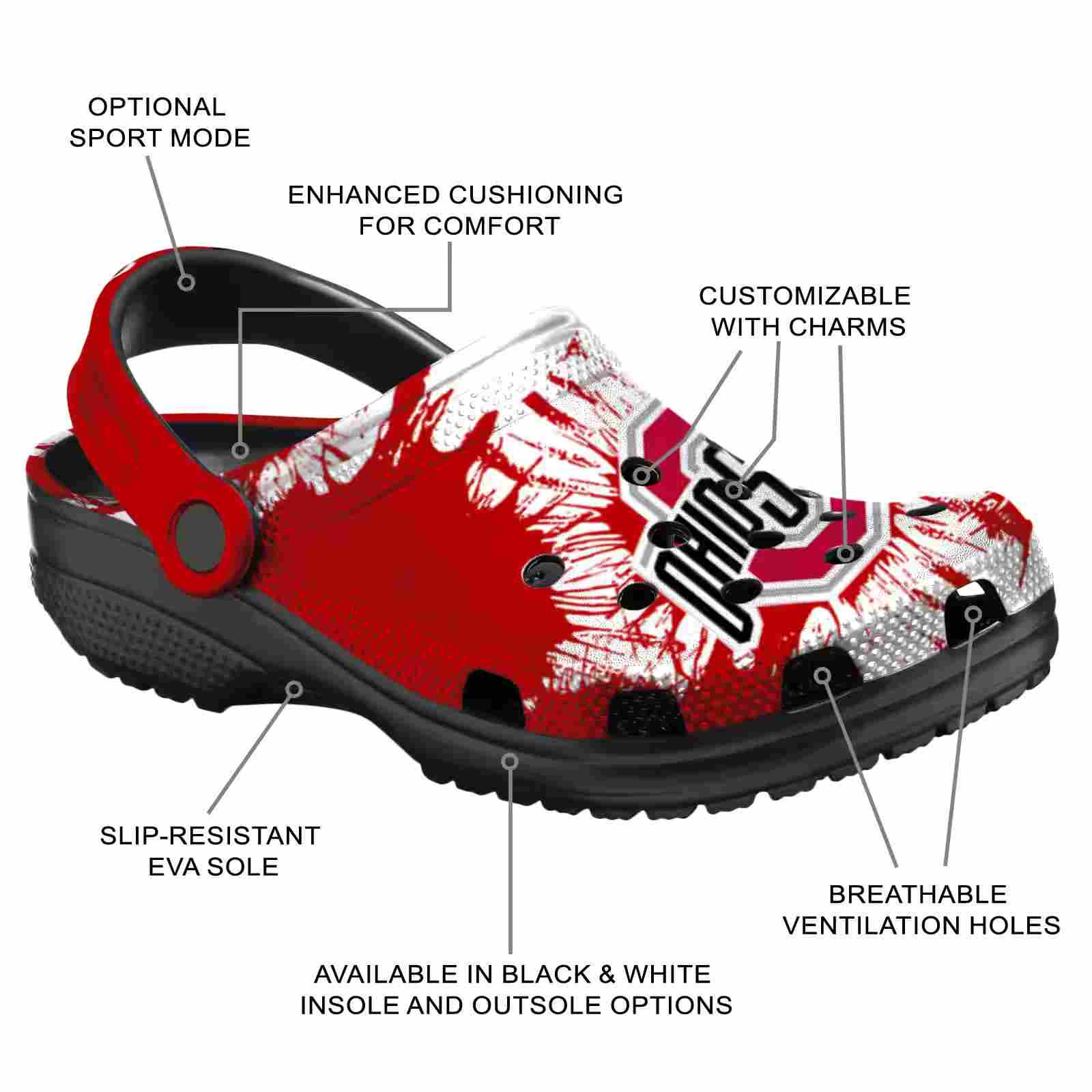 Ohio State Buckeyes Splatter Graphics ClogTVC1801170 - Image 5