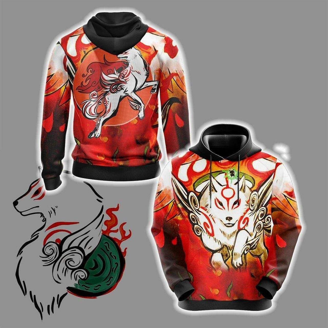 Okami Unisex 3D All Over Print Hoodie, Zip Hoodie
