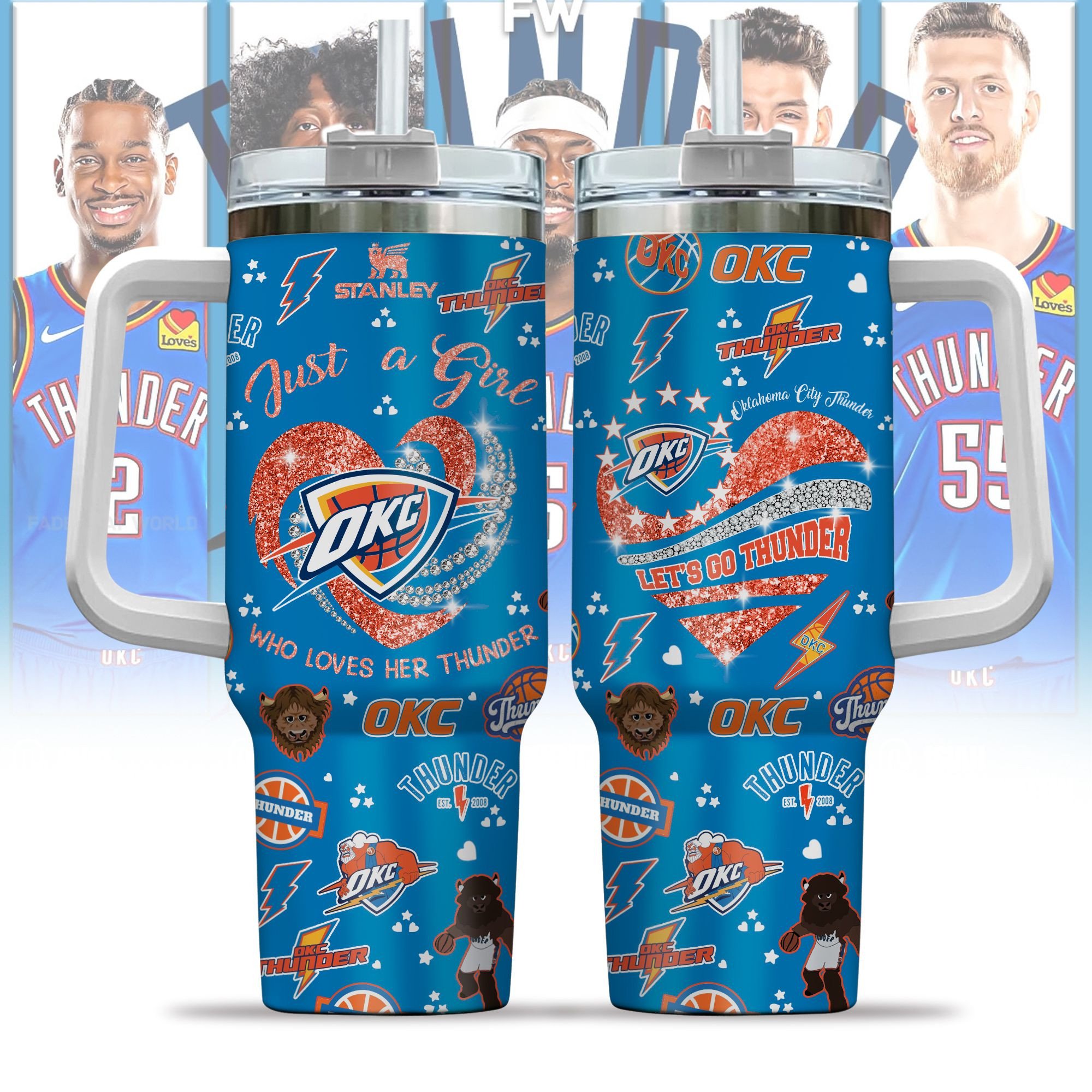 Oklahoma City Thunder NBA Custom Stanley Cup 40 oz 30 oz Tumbler With HandleTVC2301126