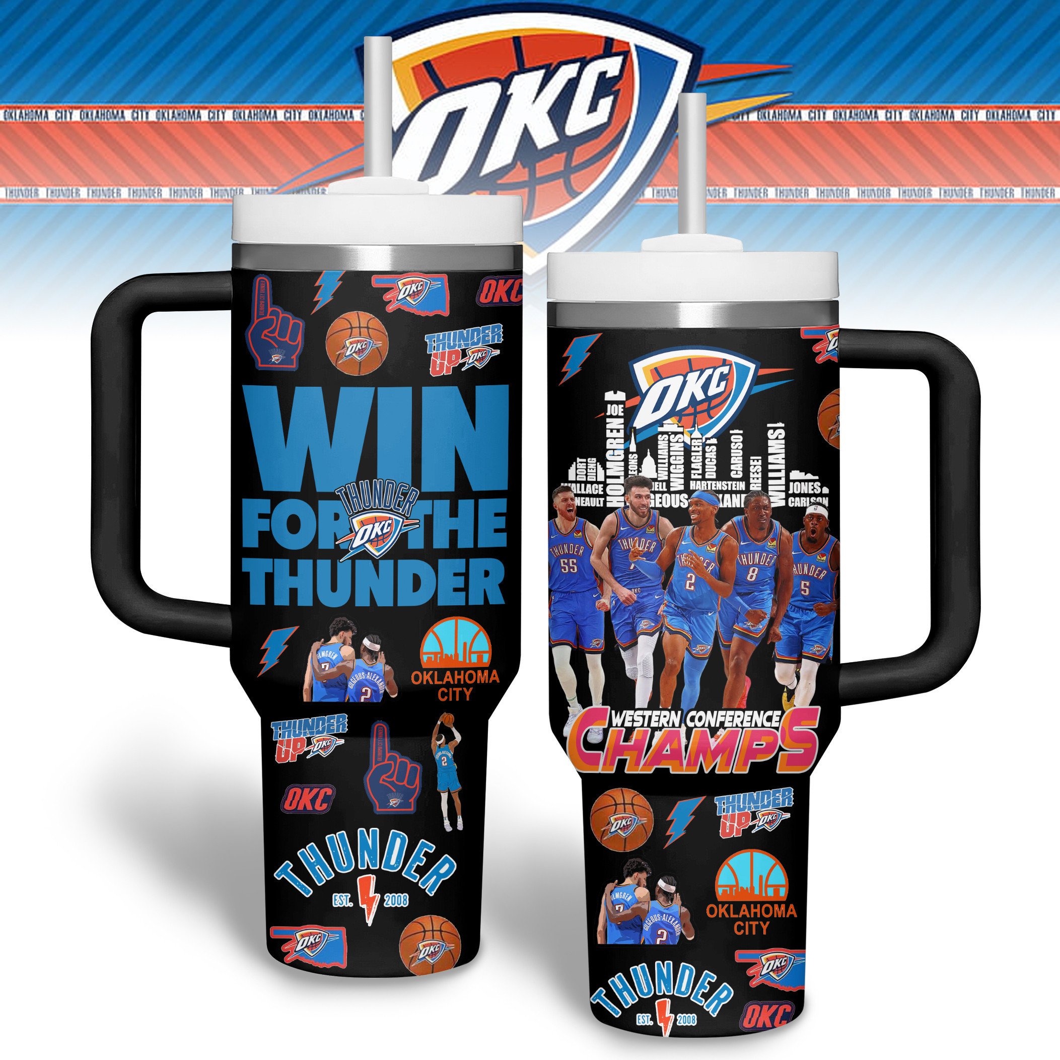 Oklahoma City Thunder NBA Custom Stanley Cup 40 oz 30 oz Tumbler With HandleTVC2301182