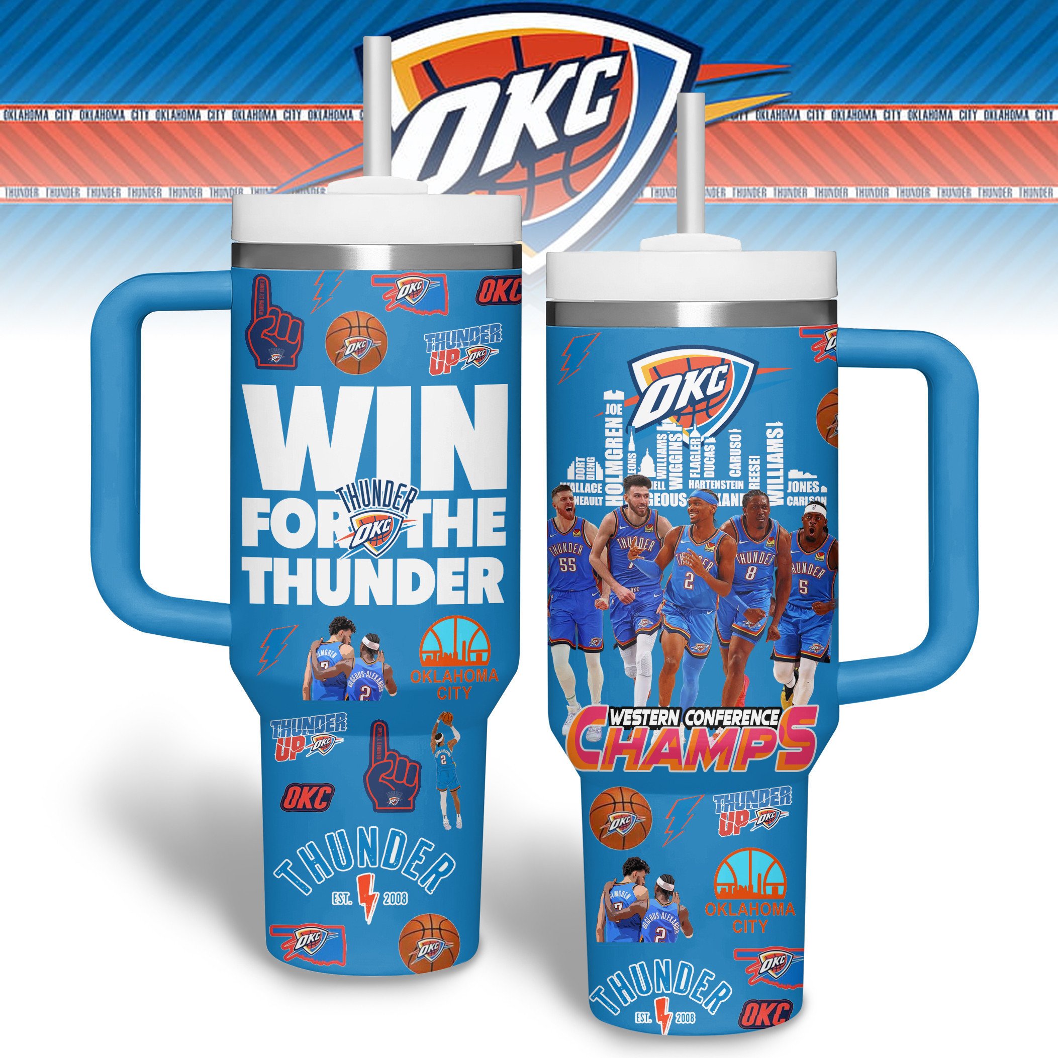 Oklahoma City Thunder NBA Custom Stanley Cup 40 oz 30 oz Tumbler With HandleTVC2301182