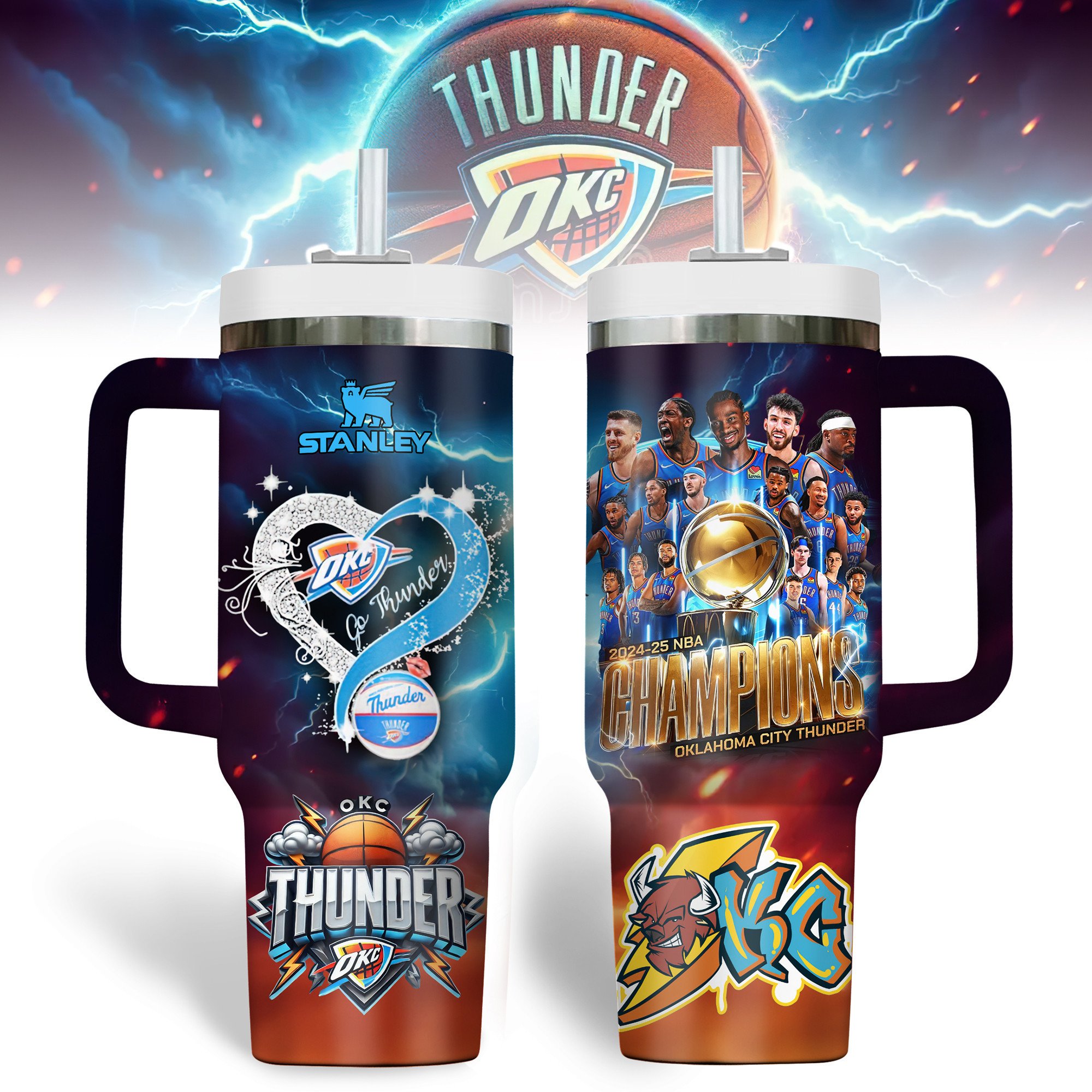 Oklahoma City Thunder NBA Custom Stanley Cup 40 oz 30 oz Tumbler With HandleTVC2301182