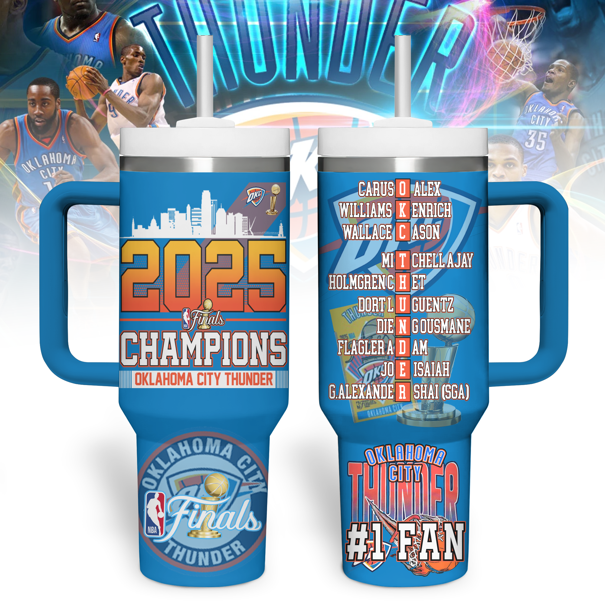Oklahoma City Thunder NBA Custom Stanley Cup 40 oz 30 oz Tumbler With HandleTVC2301182