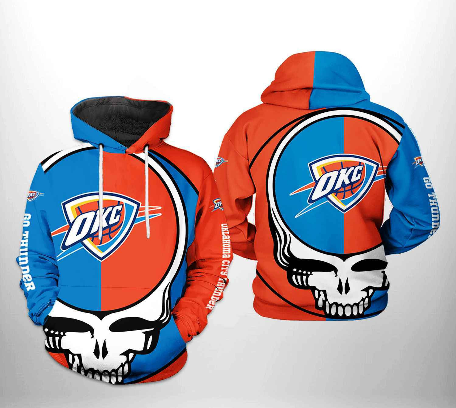 Oklahoma City Thunder NBA Grateful Dead 3D All Over Print Hoodie, Zip Hoodie