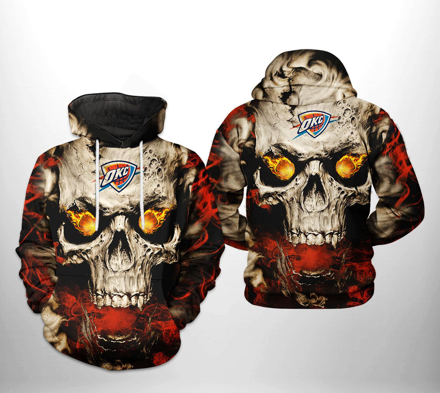 Oklahoma City Thunder NBA Skull 3D All Over Print Hoodie, Zip Hoodie
