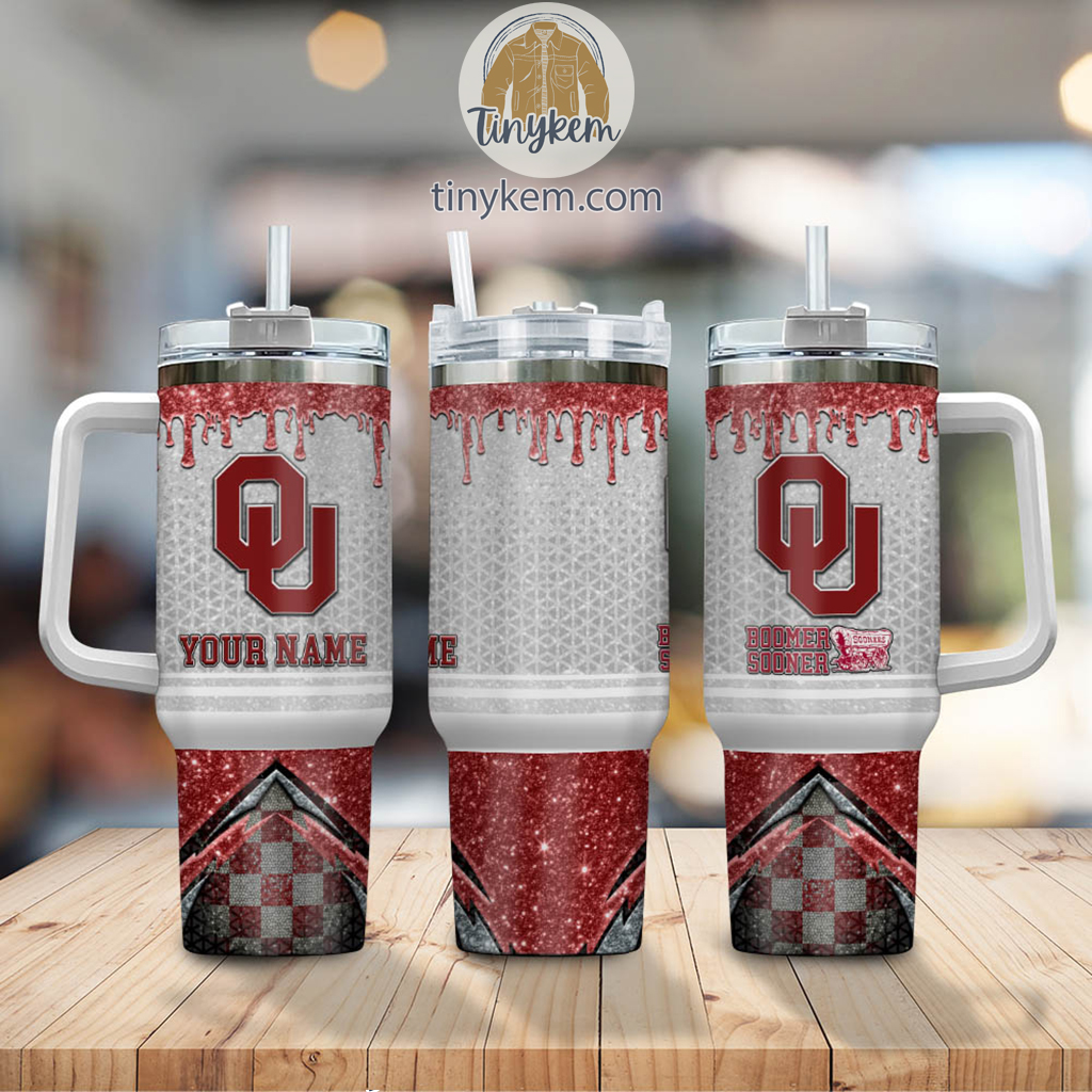 Oklahoma Sooners Glitter NCAA Custom Stanley Cup 40 oz 30 oz Tumbler With HandleTVC2301220 - Image 2