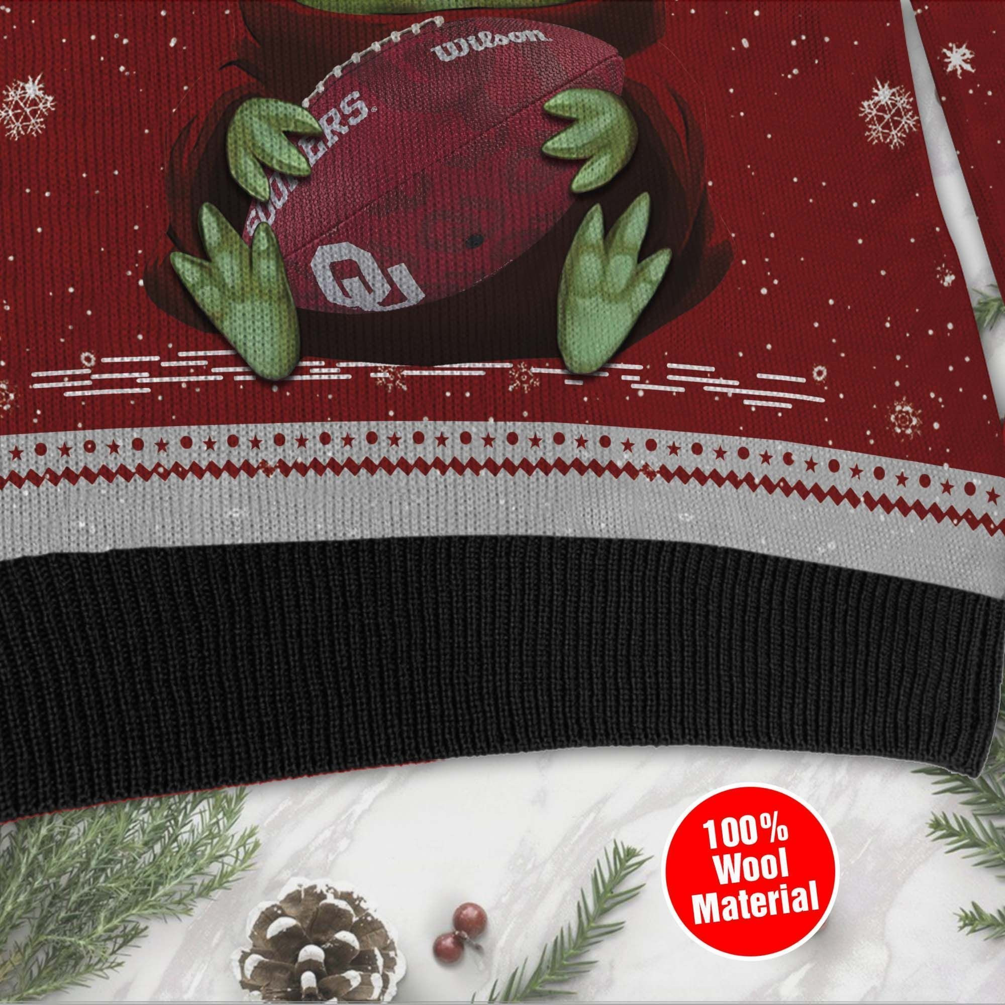 Oklahoma Sooners Grogu Baby Yoda Hug Logo Ugly Christmas Sweater Adult 3D Funny Matching for family - Image 4