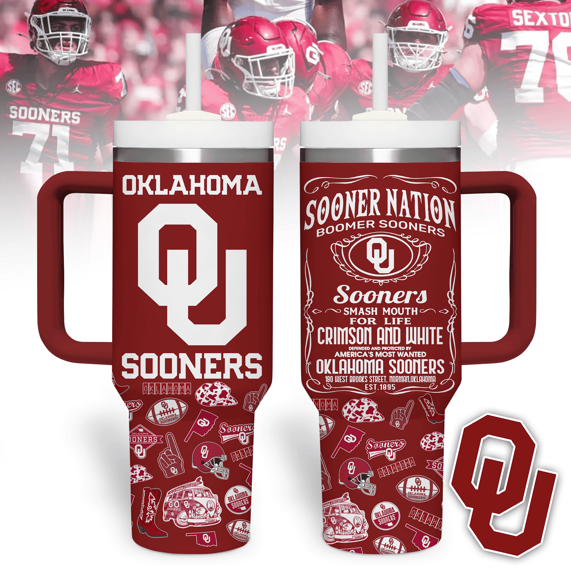 Oklahoma Sooners NCAA Custom Stanley Cup 40 oz 30 oz Tumbler With HandleTVC2301529