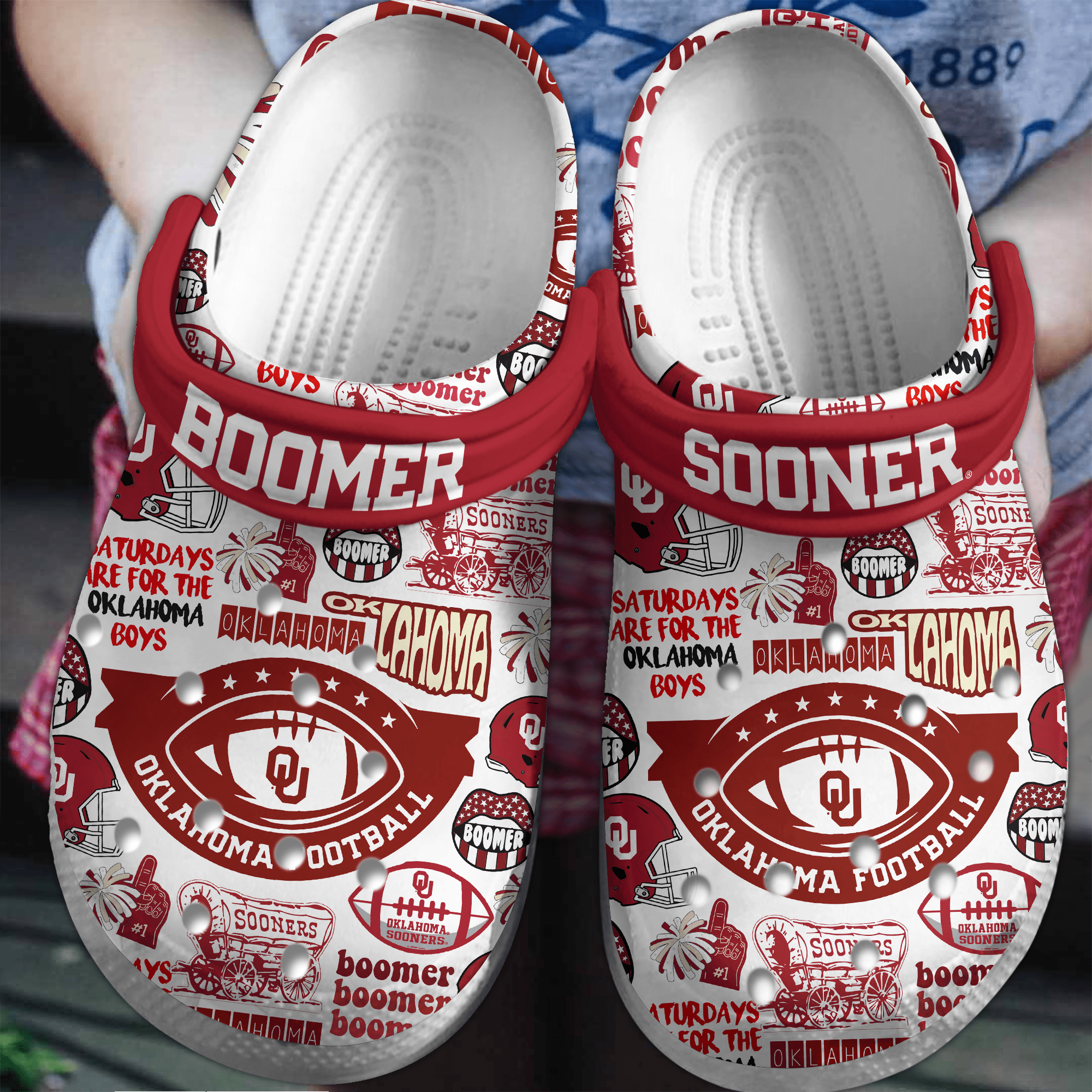 Oklahoma Sooners NCAA Sport Crocs Crocband Clogs Shoes Comfortable For Men Women and Kids