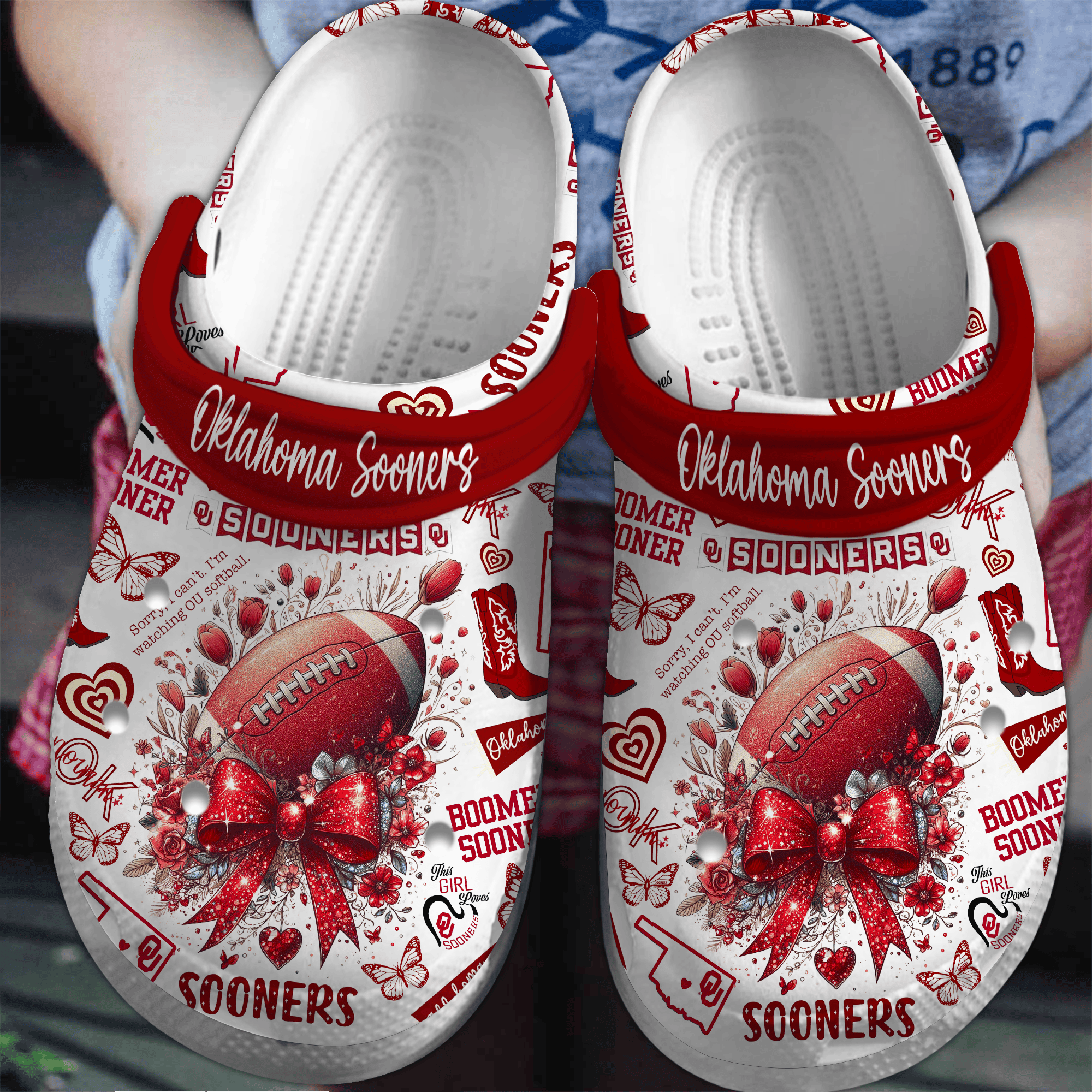 Oklahoma Sooners NCAA Sport Crocs Crocband Clogs Shoes Comfortable For Men Women and Kids