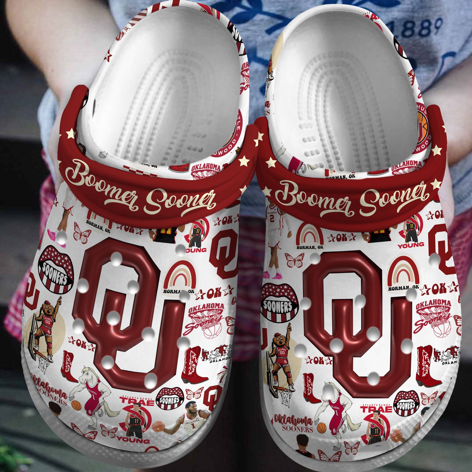 Oklahoma Sooners NCAA SportCrocs Crocband Clogs Shoes Comfortable For Men Women and Kids