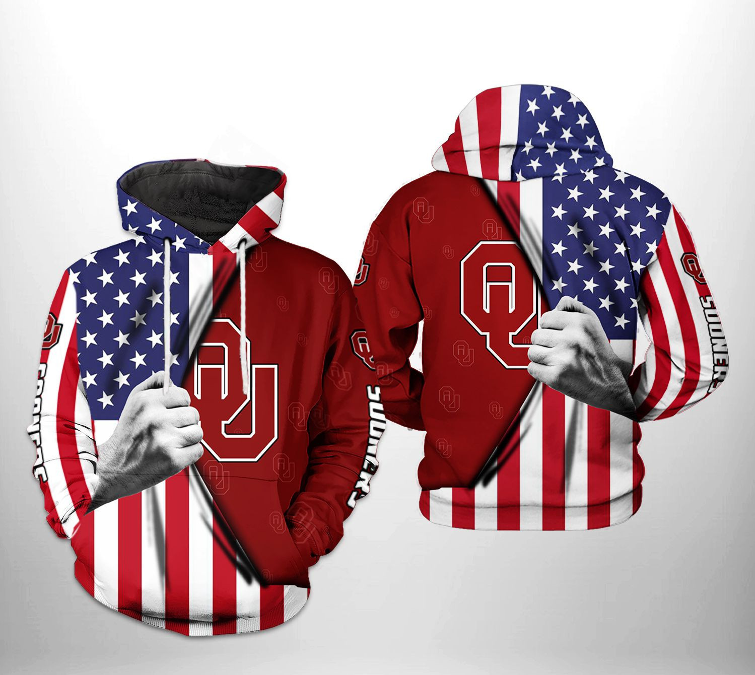 Oklahoma Sooners NCAA US Flag 3D All Over Print Hoodie, Zip Hoodie