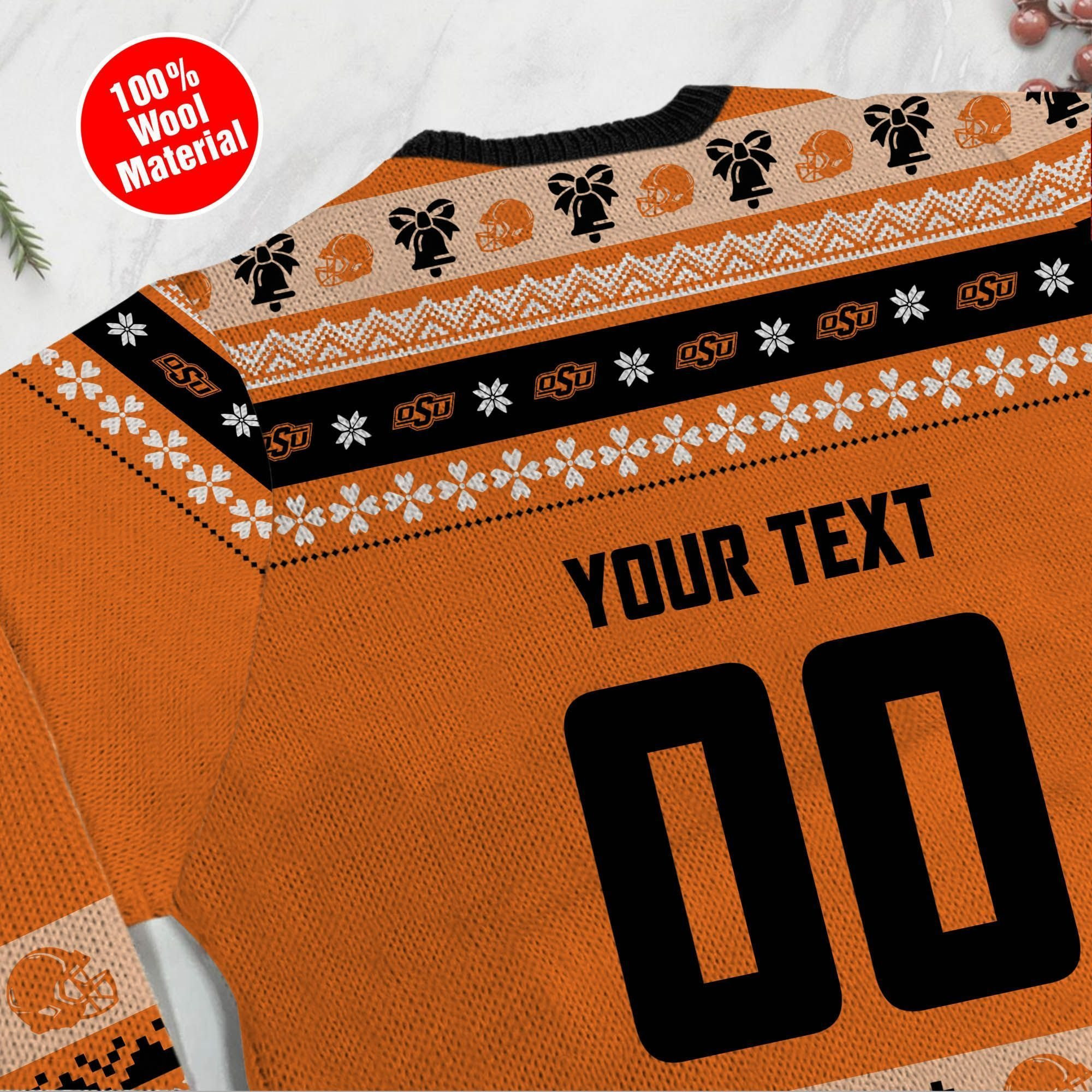 Oklahoma State Cowboys Custom Name & Number Personalized Ugly Christmas Sweater Adult 3D Funny Matching for family - Image 4