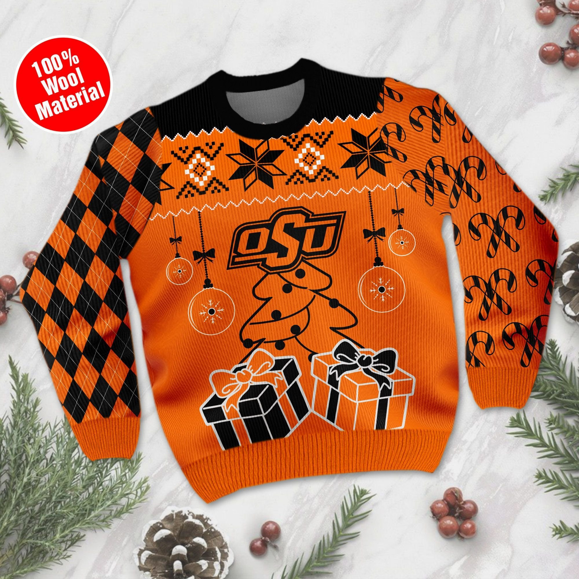 Oklahoma State Cowboys Funny Ugly Christmas Sweater Adult 3D Funny Matching for family - Image 2