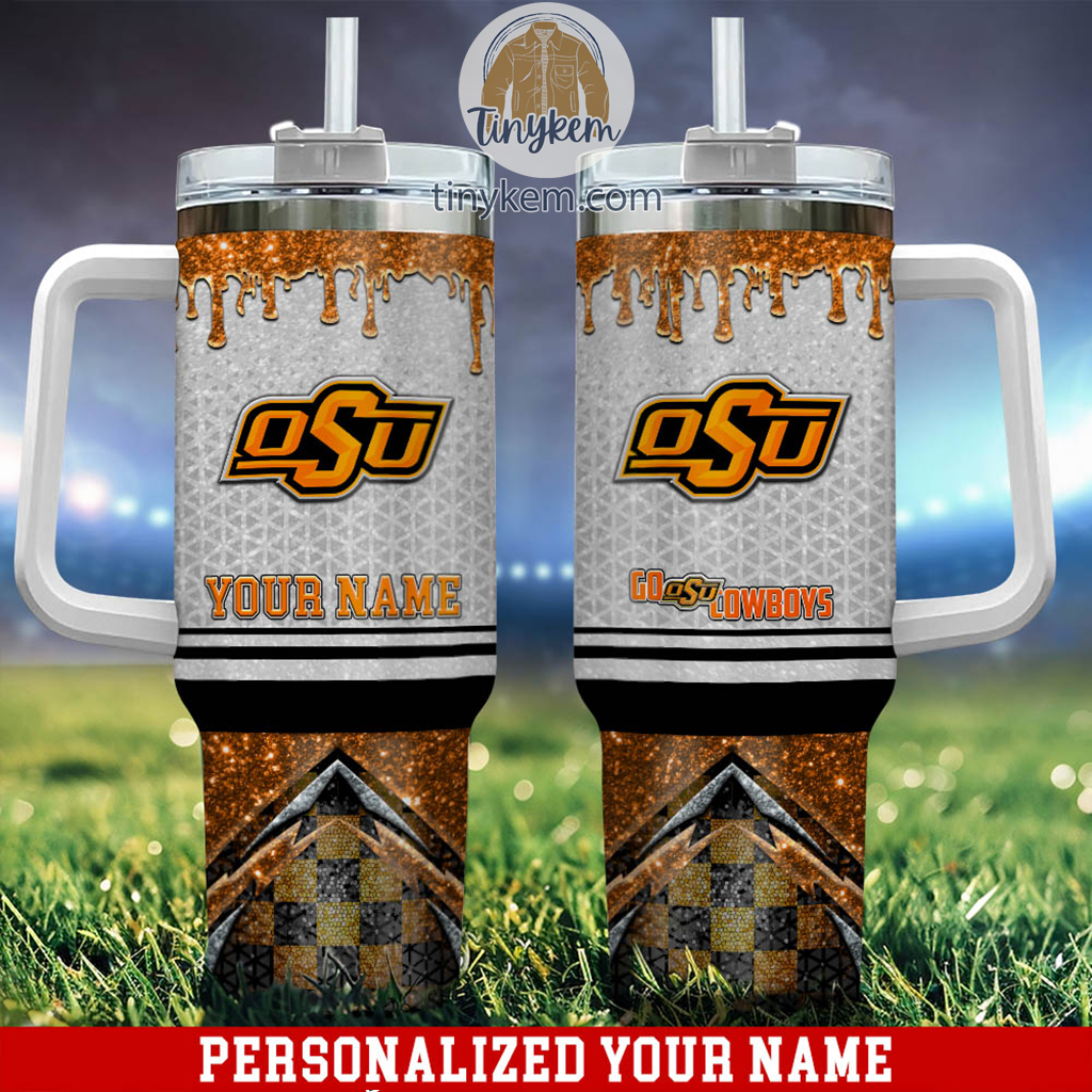 Oklahoma State Cowboys Glitter NCAA Custom Stanley Cup 40 oz 30 oz Tumbler With HandleTVC2301220