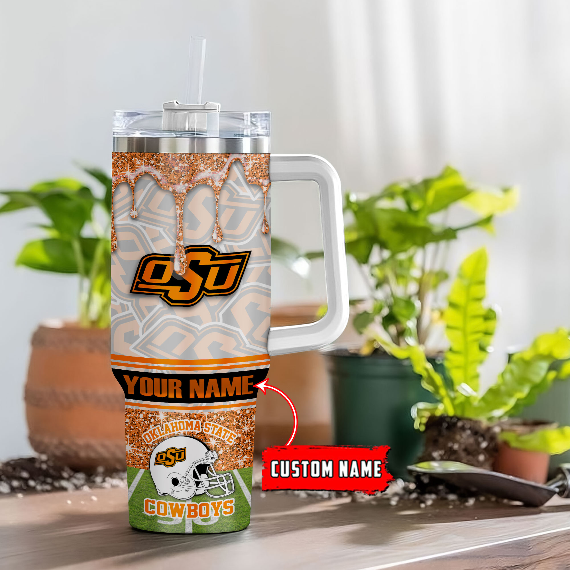 Oklahoma State Cowboys NCAA Glitter Custom Stanley Cup 40 oz 30 oz Tumbler With HandleTVC230117