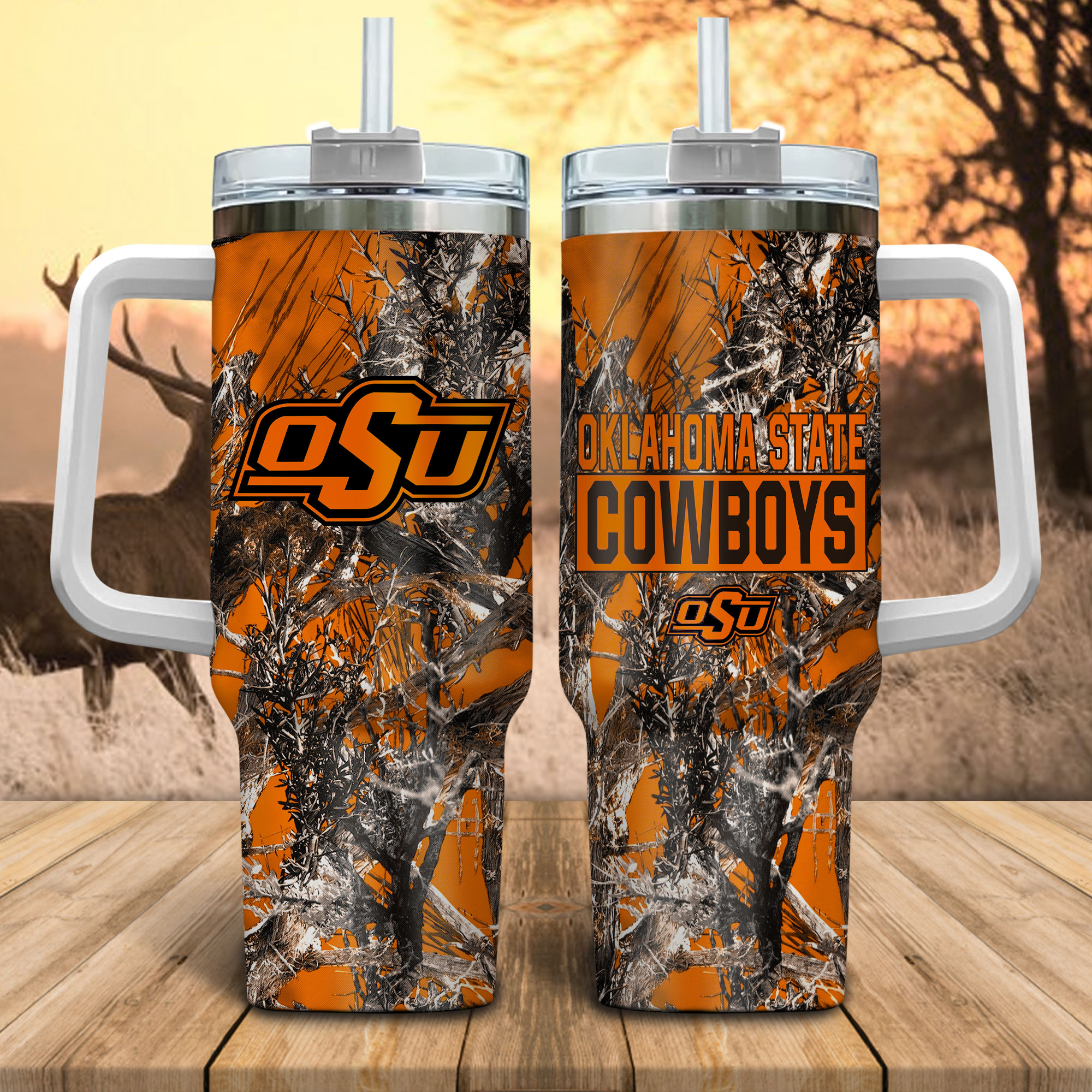 Oklahoma State Cowboys NCAA Hunting Custom Stanley Cup 40 oz 30 oz Tumbler With HandleTVC230115