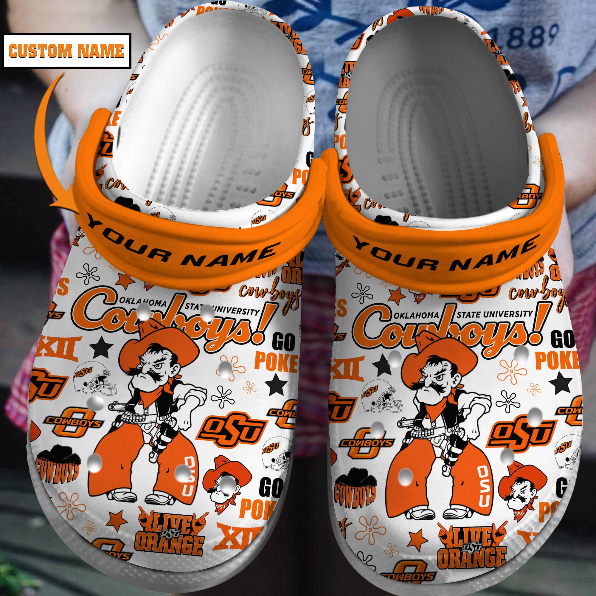 Oklahoma State Cowboys NCAA Sport Crocs Crocband Clogs Shoes Comfortable For Men Women and Kids