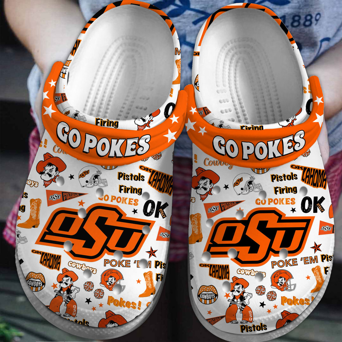 Oklahoma State Cowboys NCAA Sport Crocs Crocband Clogs Shoes Comfortable For Men Women and Kids