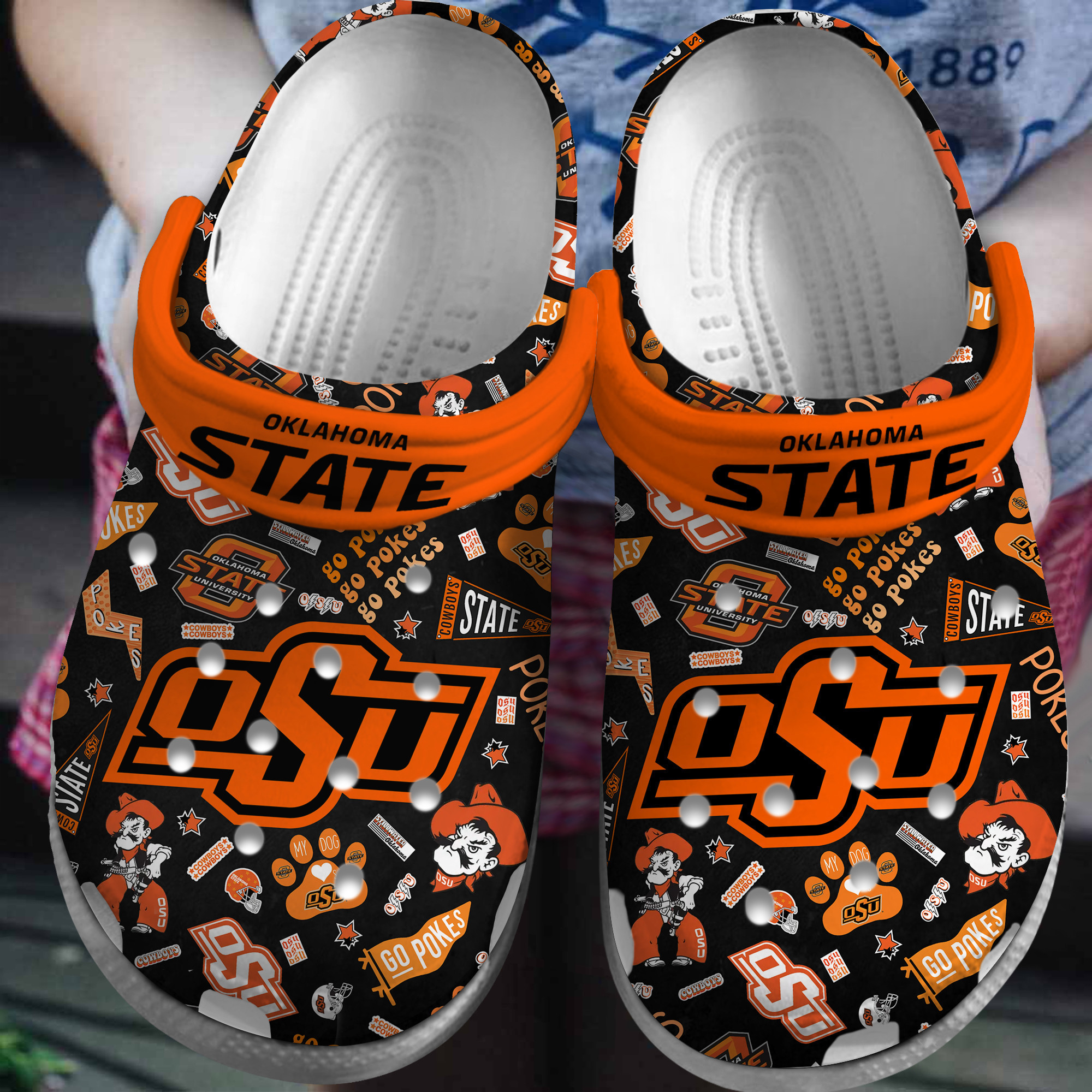 Oklahoma State Cowboys NCAA Sport Crocs Crocband Clogs Shoes Comfortable For Men Women and Kids