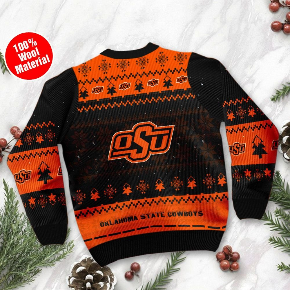 Oklahoma State Cowboys Snoopy Dabbing Holiday Party Ugly Christmas Sweater Adult 3D Funny Matching for family - Image 3