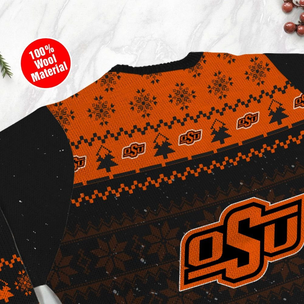 Oklahoma State Cowboys Snoopy Dabbing Holiday Party Ugly Christmas Sweater Adult 3D Funny Matching for family - Image 5