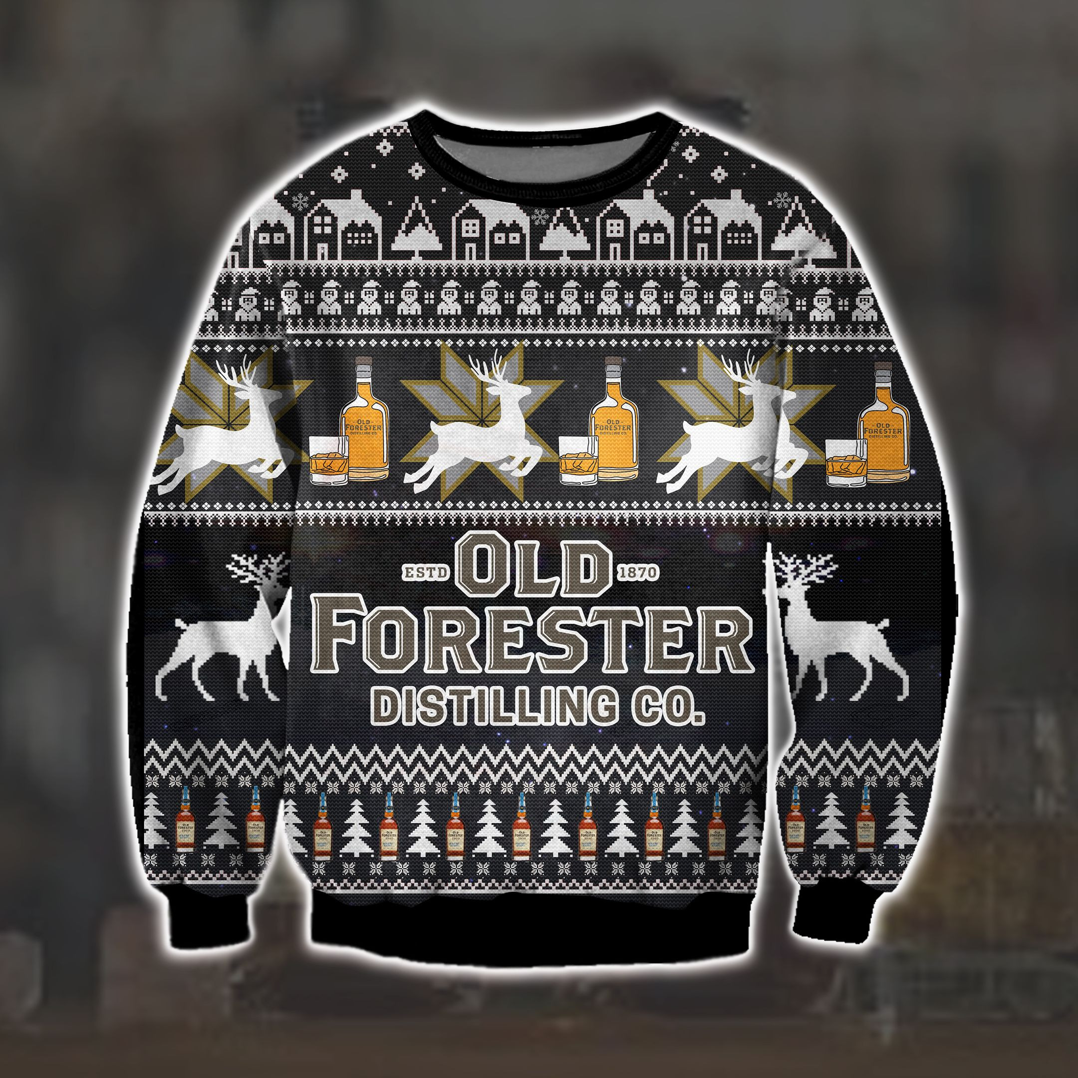 Old Forester Knitting Pattern 3D Print Ugly Christmas Sweater Adult 3D Funny Matching for family
