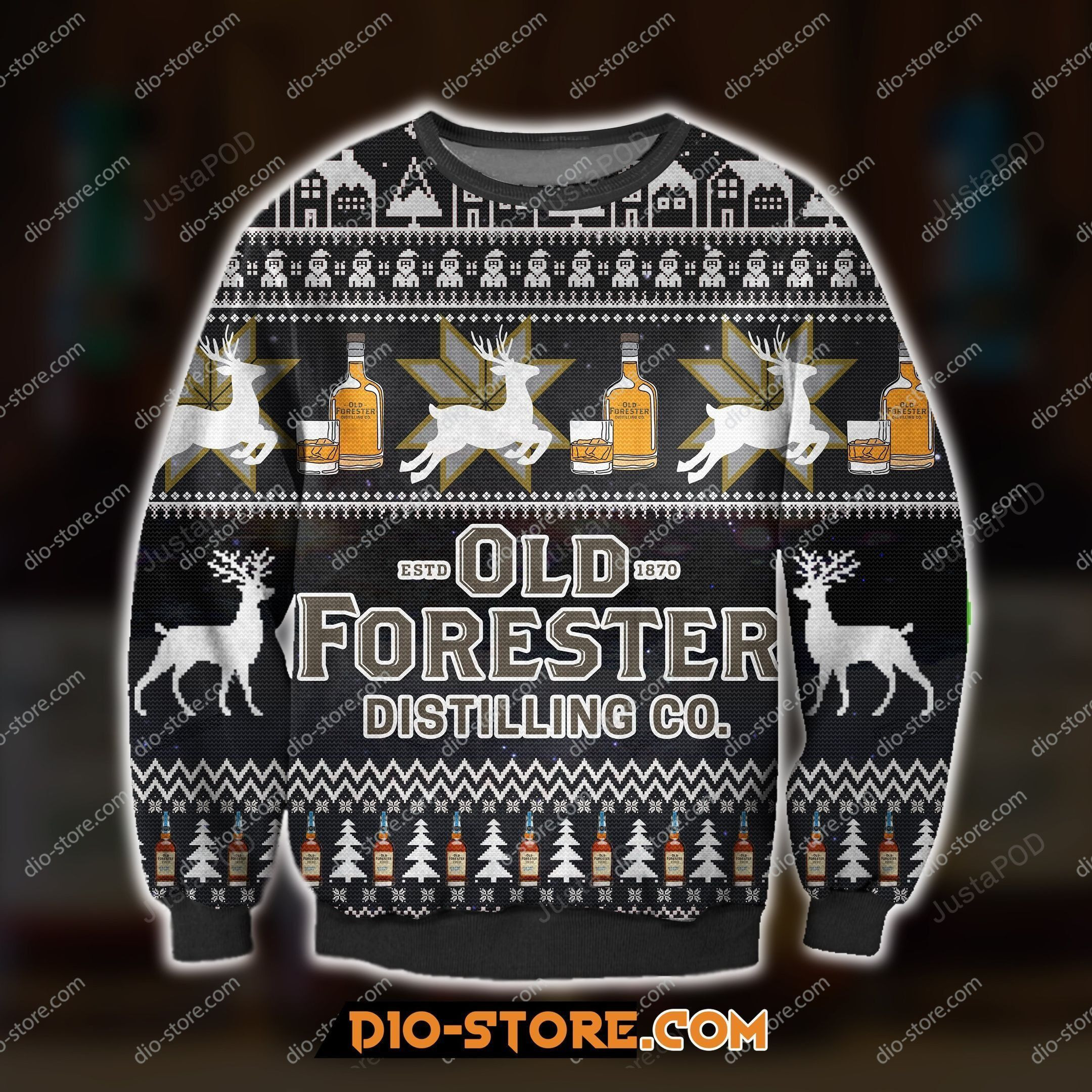 Old Forester Knitting Pattern Ugly Christmas Sweater Adult 3D Funny Matching for family