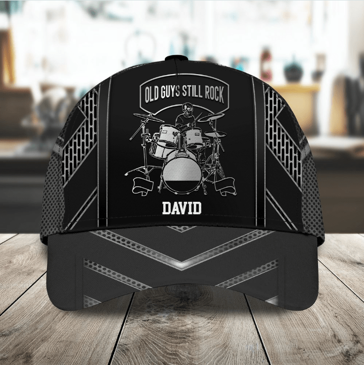 Old Guys Still Rock Cap, Personalized Rock Classic Cap, Custom Name Hat for Friends, Rock Players Trucker Hats Custom Hats Gifts For Men & Women