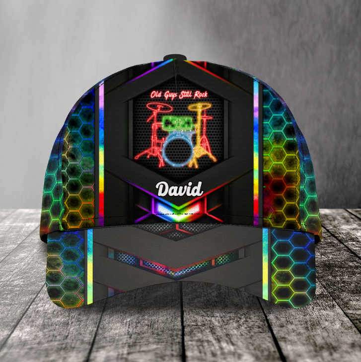 Old Guys Still Rock Cap, Personalized Rock Classic Cap, Custom Name Hat for Friends, Rock Players Trucker Hats Custom Hats Gifts For Men & Women
