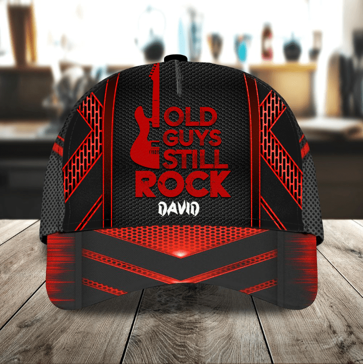 Old Guys Still Rock Cap, Personalized Rock Classic Cap, Custom Name Hat for Friends, Rock Players Trucker Hats Custom Hats Gifts For Men & Women