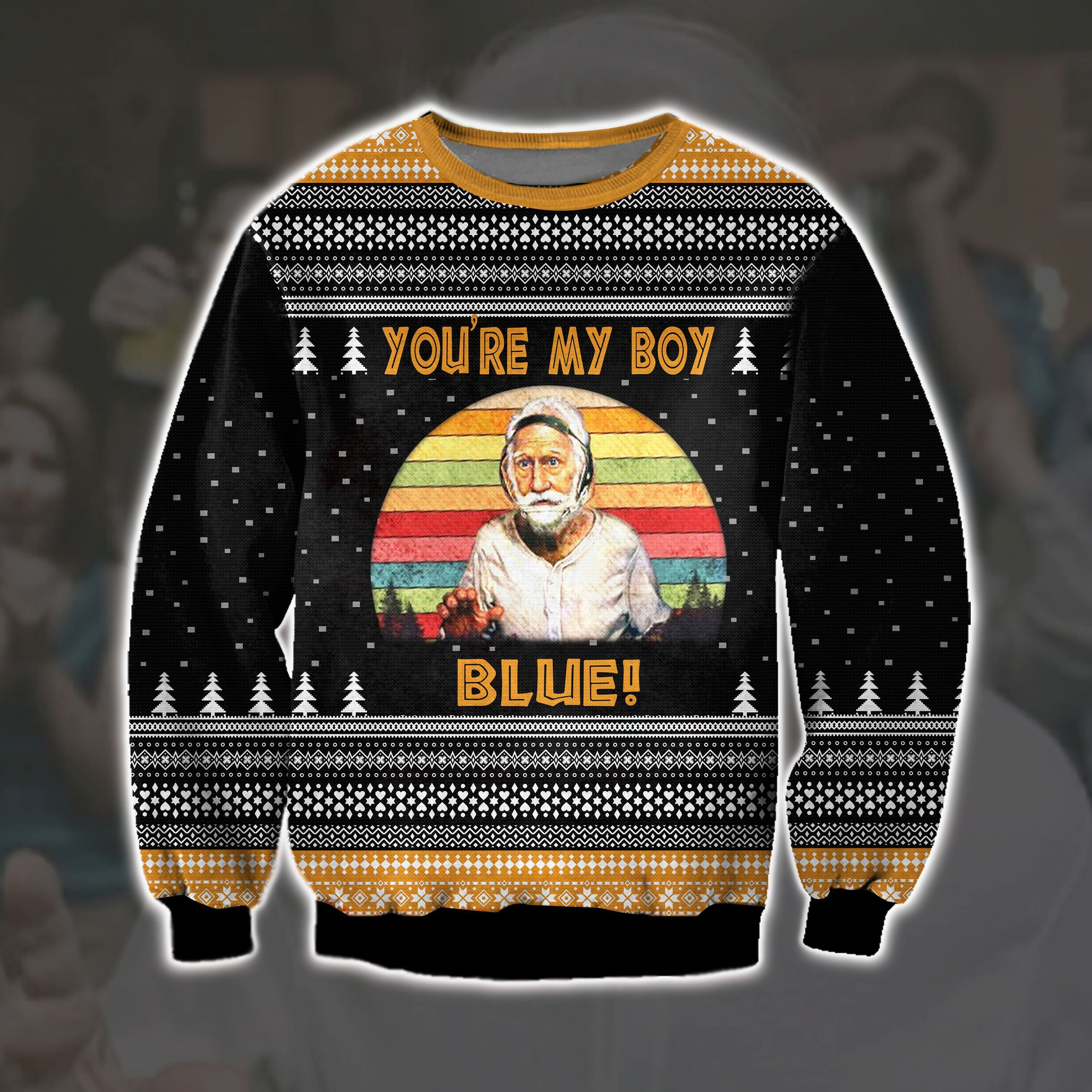 Old School Patrick Cranshaw 3D Print Ugly Christmas Sweater Adult 3D Funny Matching for family