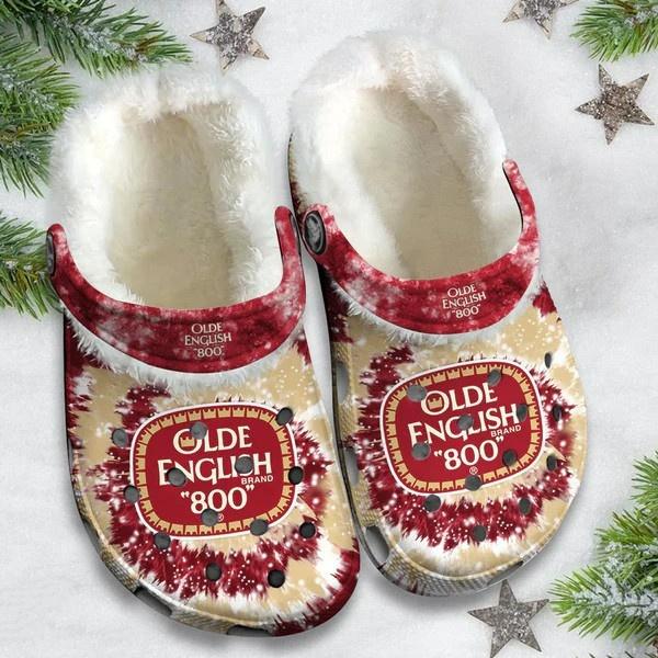 Olde English 800 Beer Crocs Crocband Fleece Lined Clogs Shoes Comfortable For Men Women and Kids In Winter