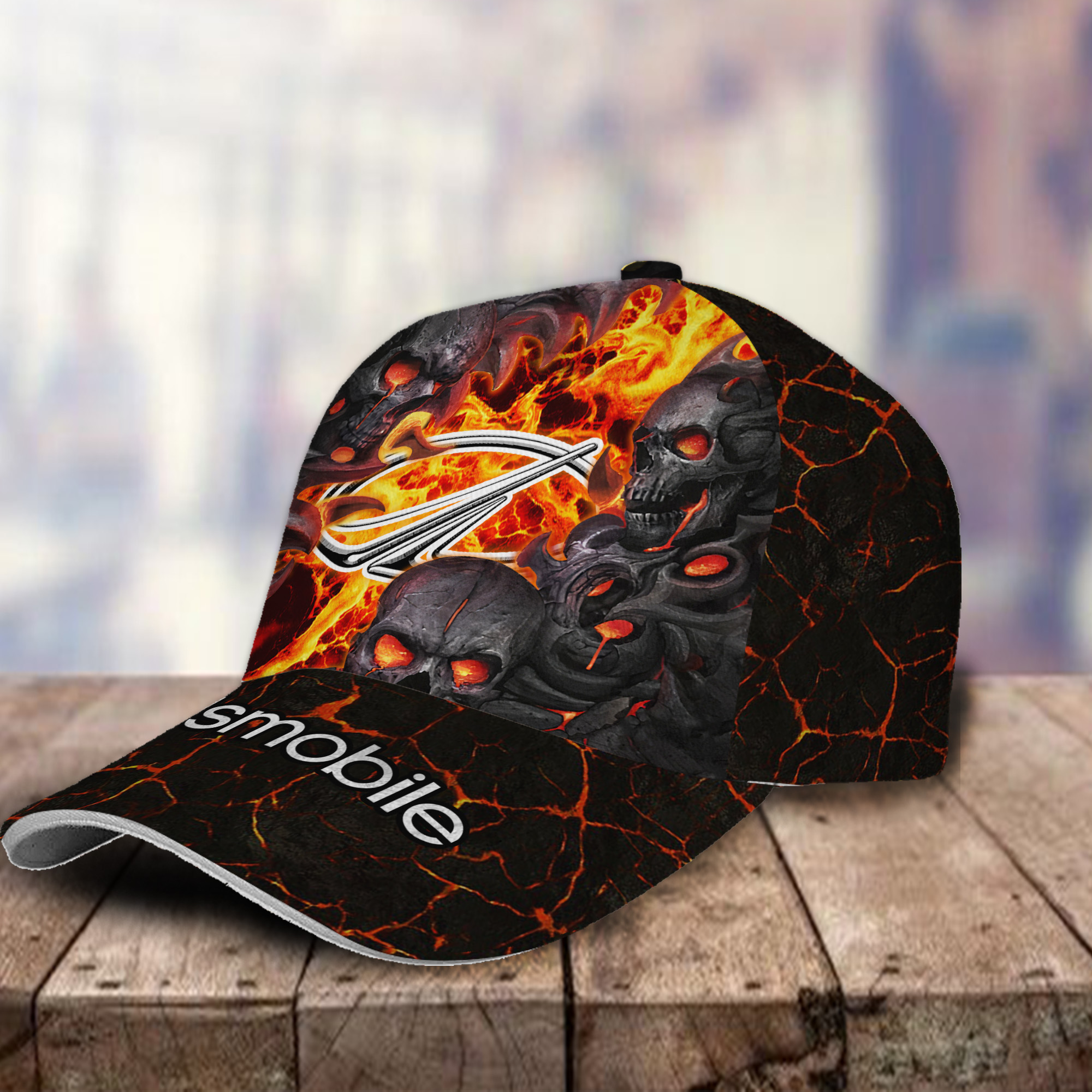 Oldsmobile 3D Classic Cap Skull Fire Car Motor Brand Hats Trucker Hats Custom Hats Gifts For Men & Women