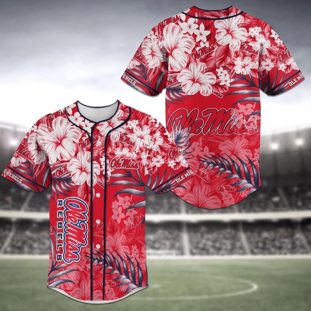 Ole Miss Rebels Ncaa Baseball Jersey Shirt Flower
