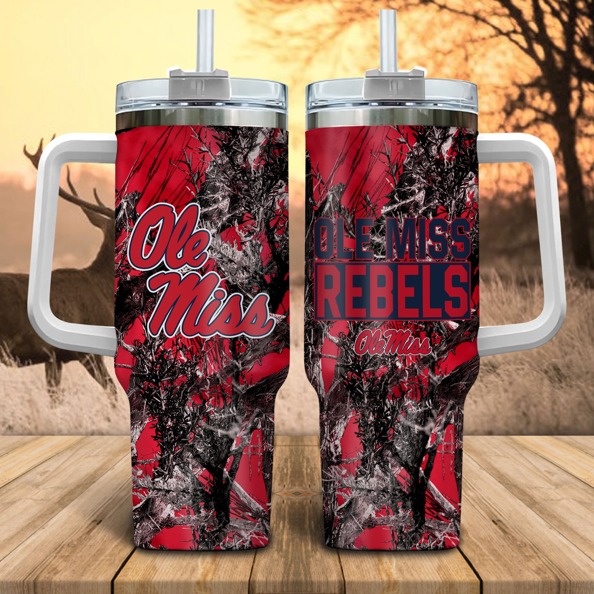 Ole Miss Rebels NCAA Hunting Custom Stanley Cup 40 oz 30 oz Tumbler With HandleTVC230116