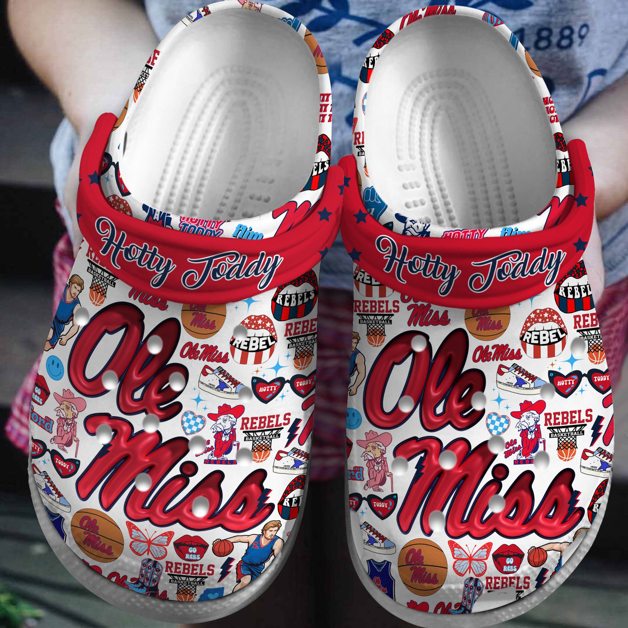 Ole Miss Rebels NCAA Sport Crocs Crocband Clogs Shoes Comfortable For Men Women and Kids