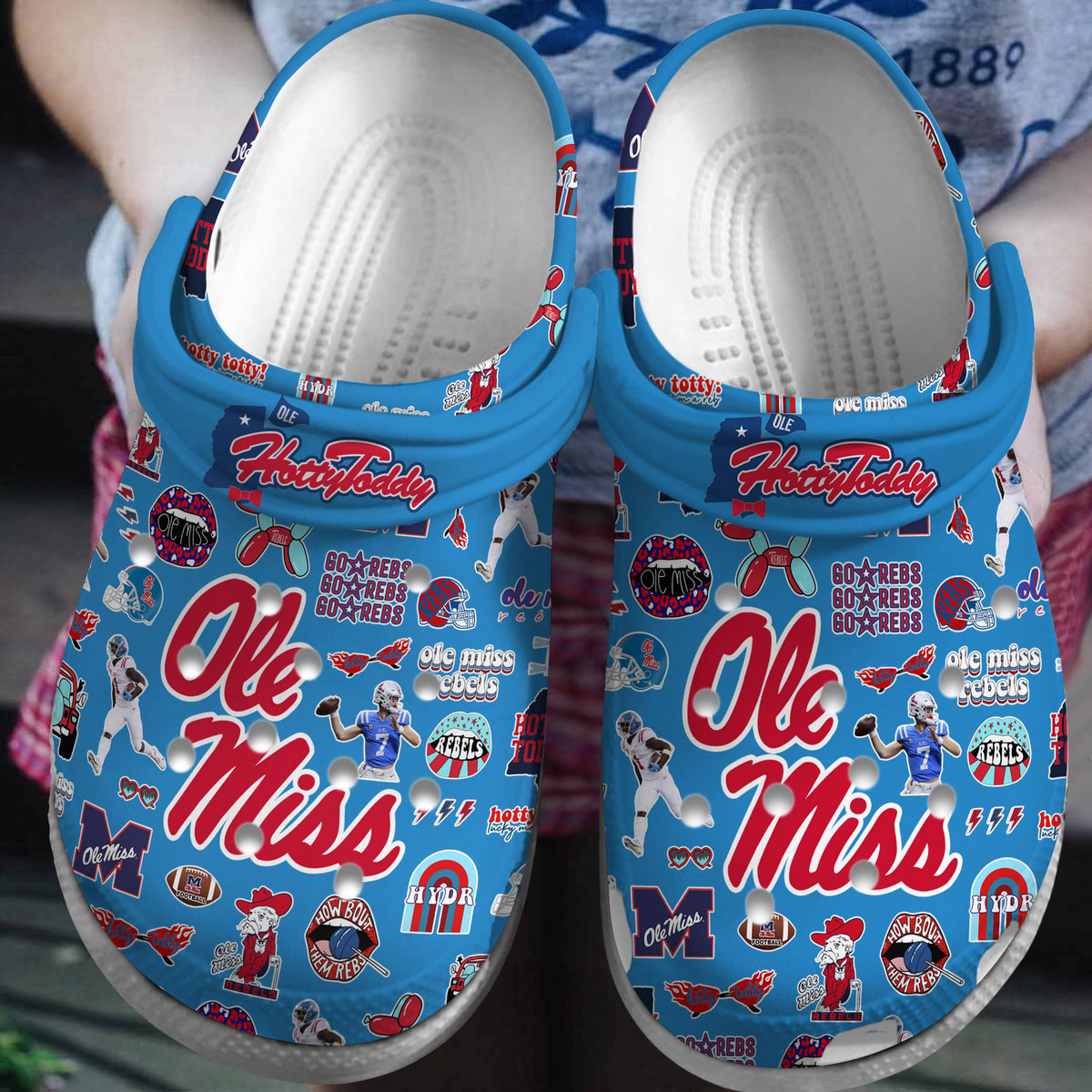 Ole Miss Rebels NCAA Sport Crocs Crocband Clogs Shoes Comfortable For Men Women and Kids